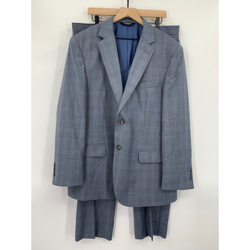 Jos. A. Bank Light Blue Plaid Two-Piece Suit